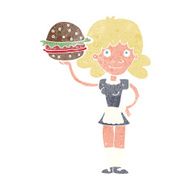 cartoon waitress with burger N2