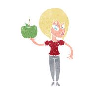 cartoon woman holding apple N2