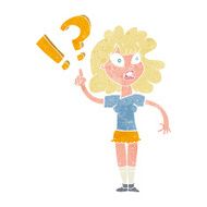 cartoon woman with question