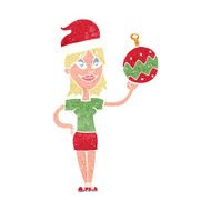 cartoon woman ready for christmas N3