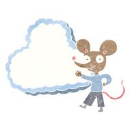 cartoon mouse with cloud text space