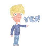 cartoon man saying yes