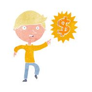 cartoon man with money idea