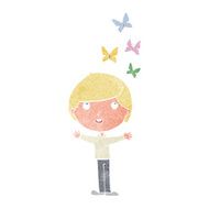 cartoon man and butterflies
