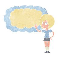 cartoon woman with cloud text space N2