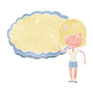 cartoon woman with cloud text space N3