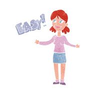 cartoon woman saying easy
