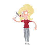 cartoon woman eating hotdog