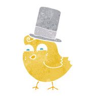 cartoon bird wearing top hat