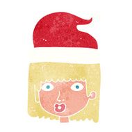 cartoon woman wearing santa hat