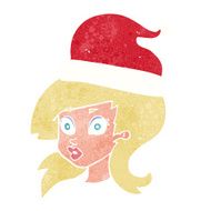 cartoon woman wearing christmas hat N3