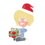 cartoon woman opening presents N2