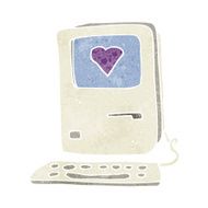 cartoon computer with love heart