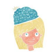 cartoon woman wearing winter hat N2