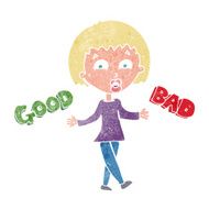 cartoon woman weighing up options N2