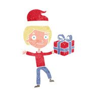 cartoon boy with present