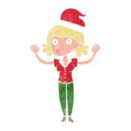 cartoon woman wearing christmas hat N4