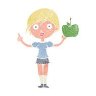cartoon woman talking about health food