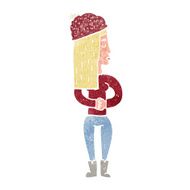 cartoon woman wearing winter hat N3