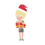 cartoon woman with present N2