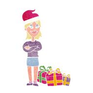 cartoon woman ready for christmas N9