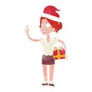 cartoon woman with present N3