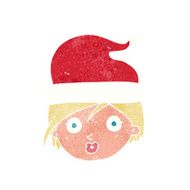 cartoon woman wearing christmas hat N6