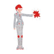cartoon biker woman pointing