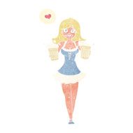 cartoon woman serving beer