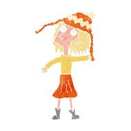 cartoon woman wearing winter hat N5