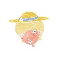 cartoon woman wearing summer hat N2
