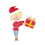 cartoon woman ready for christmas N10
