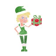 santa&#039;s helper with christmas present
