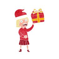 cartoon woman getting ready for christmas