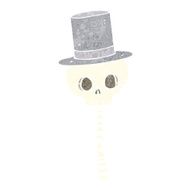 cartoon spooky skull in top hat