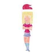 cartoon woman in christmas hat N2
