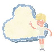 woman with text space cloud