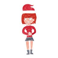cartoon woman ready for christmas N13