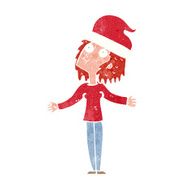 cartoon woman ready for christmas N14