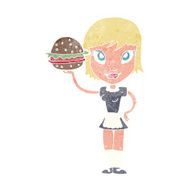 cartoon waitress with burger N3