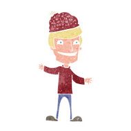 cartoon man wearing winter hat N11