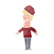 cartoon man wearing winter hat N12