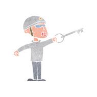 cartoon security guy with key