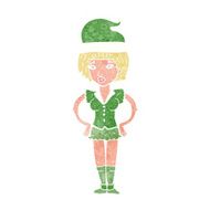 cartoon woman in christmas elf outfit