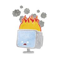 cartoon burning computer