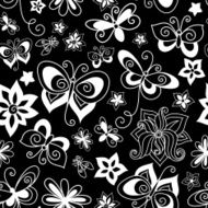 Seamless Contour Floral Pattern (Vector) N2