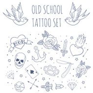 Old school tattoo set