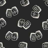 Chinese New Year mahjong doodle seamless pattern background