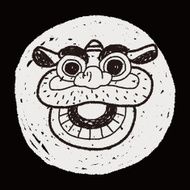 Chinese New Year The dragon and lion dancing head doodle N18