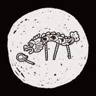 Chinese New Year The dragon and lion dancing head doodle N19